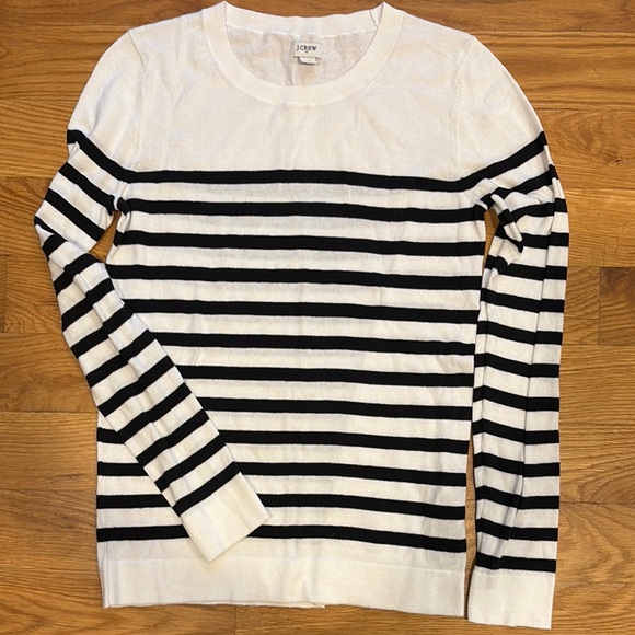 J. Crew Sweaters - J. Crew Black and White Striped Crew Neck Pullover